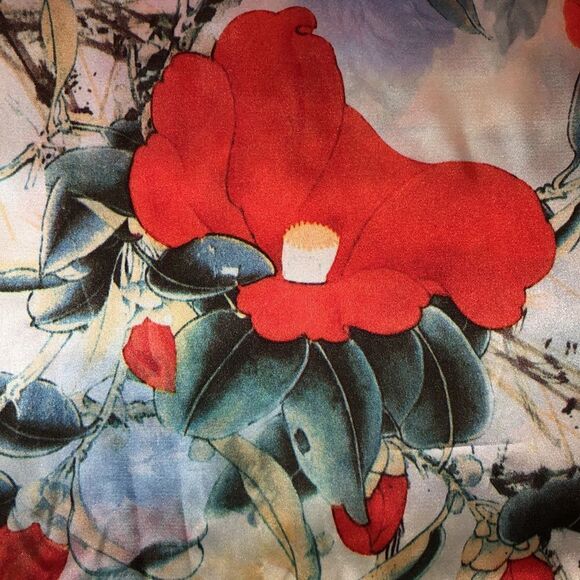 Large Vibrant Floral Polyester Scarf - Picture 10 of 11